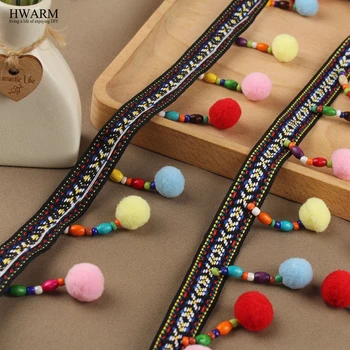 

5yards african pompom lacetrim lace fabric wedding decoration trim Window curtains DIY cloth pollow festival gift accessories