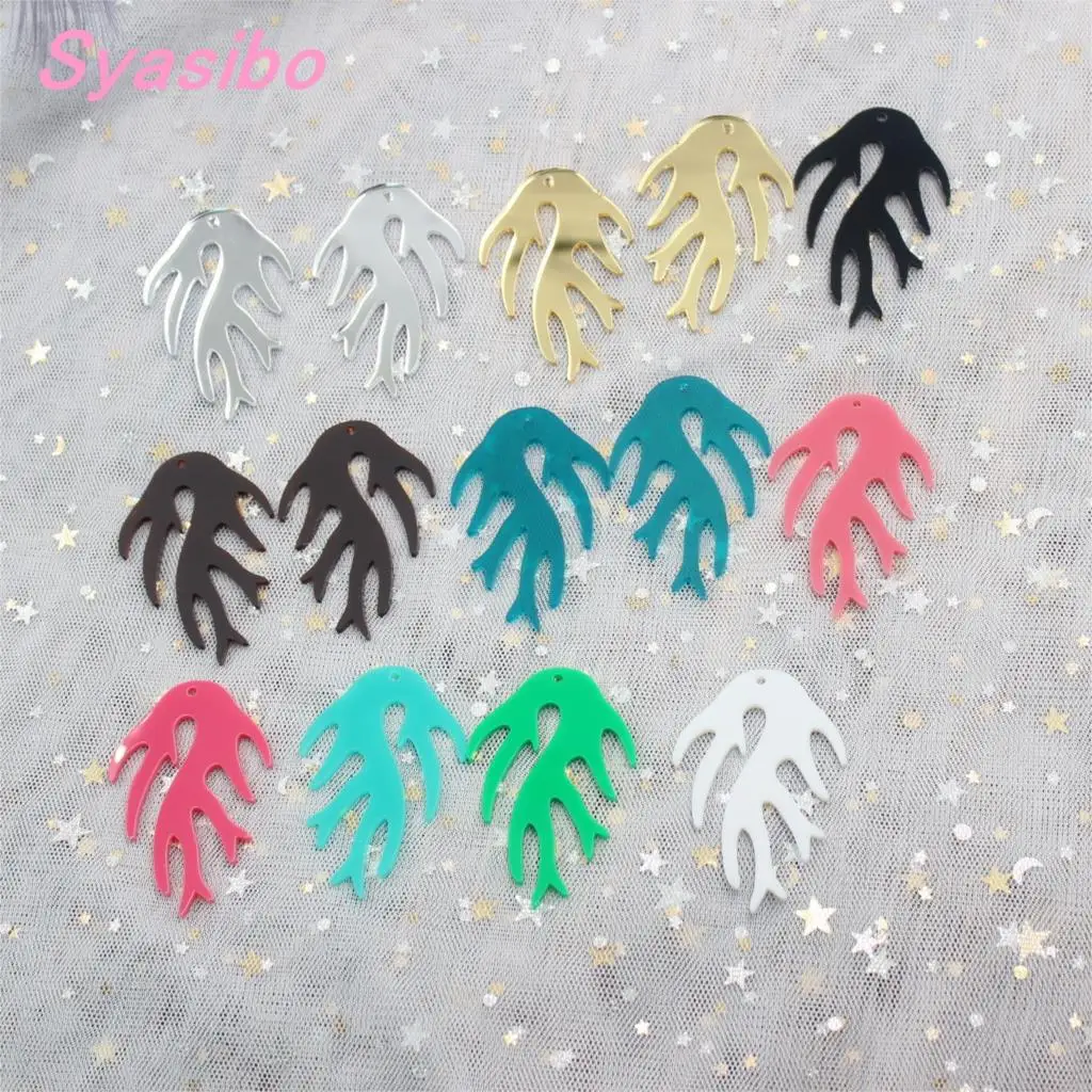 

60mm Acrylic Earrings Leaf Dangle Earrings Glitter /Matt/ Black / Mirror Leaf Laser cutout 2.4"-AC1534