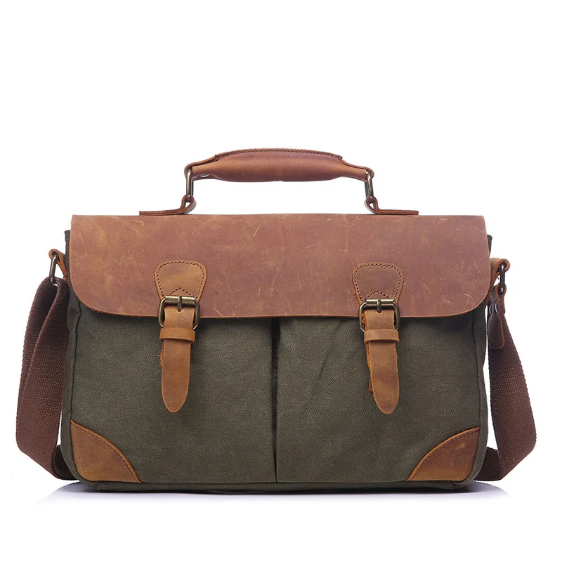 

YUPINXUAN High Quality Canvas Leather Messenger Bags for Men Wateproof Canvas Shoulder Bags Vintage Travel Handbags