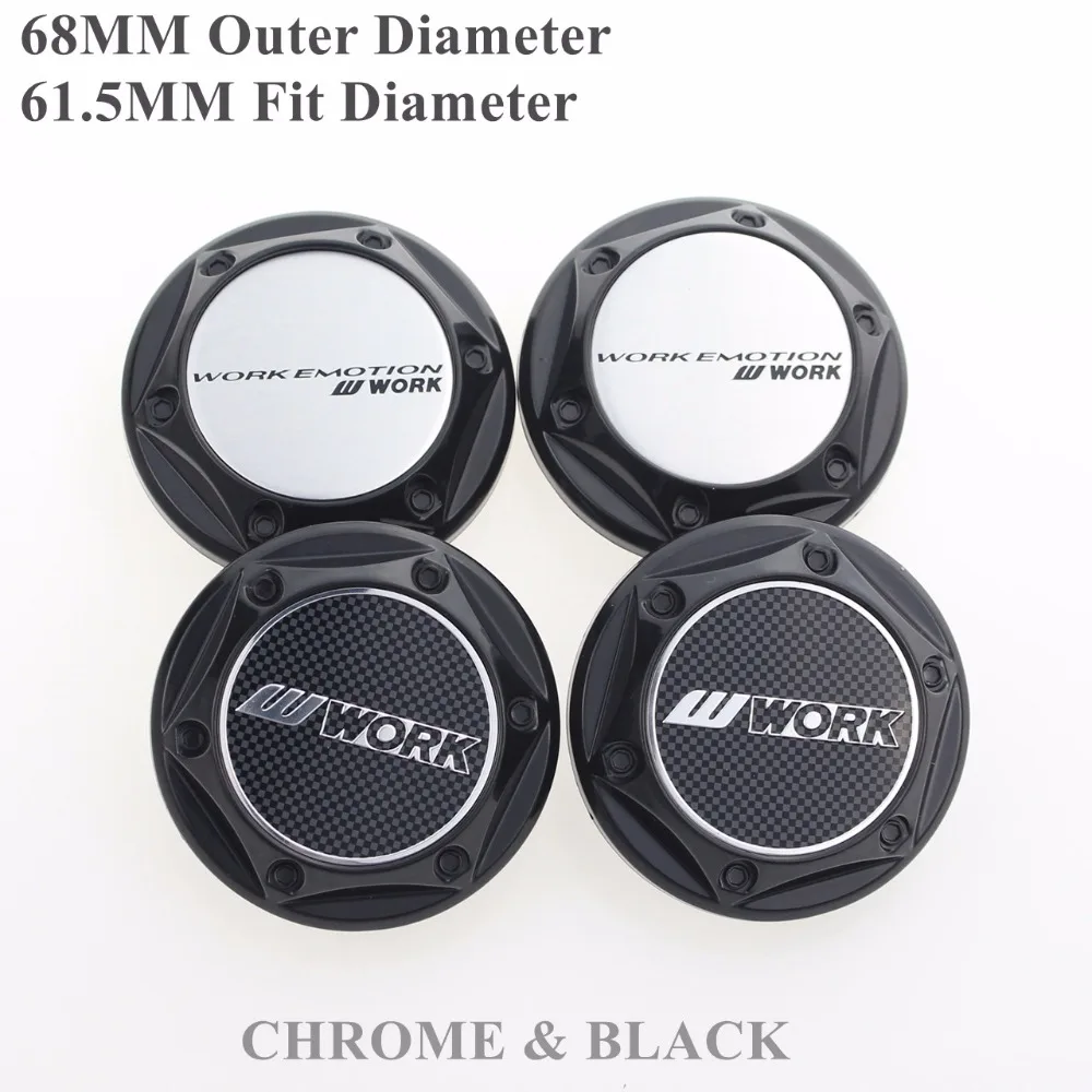 

68MM Wheel Centre Caps For Rim WORK Logo Emblems Sticker Clip Fit Diameter 61.5MM SET OF 4 Hubcaps Centro De Las Tapas Llantas