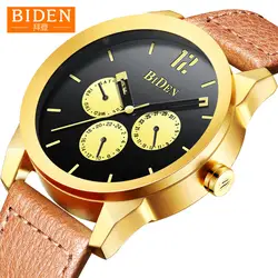 BIDEN Лидирующий бренд часы для мужчин Автоматическая Дата Спорт Золотой кварцевые для мужчин кварцевые наручные часы