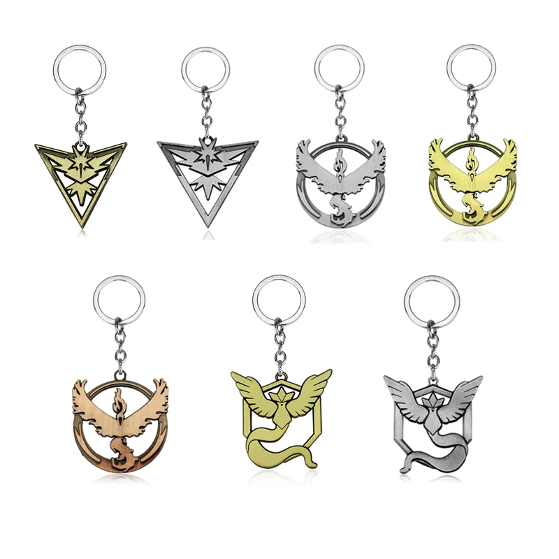 

GO Valor Instinct Mystic Model Alloy Keychain Pocket Monster 3 Styles Bird Logo Chaveiro Key Chain Ring