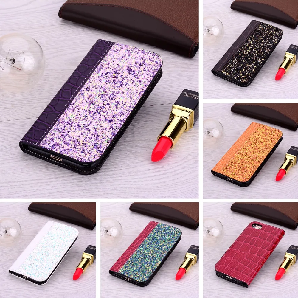 

Luxurious shiny case and crocodile leather stitching flip phone case for iphone XS MAX XR XS X 5 5S SE 6 6S 7 8 plus phone cover
