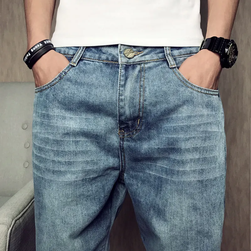 Tsingyi Do old Washing Blue Discolor Denim Jean Men Homme Casual Straight Pants Low Waist Jeans Mens Trousers Plus Size 28-42