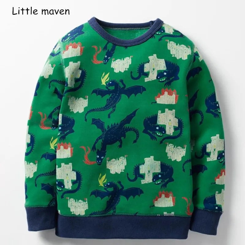 

Little maven children brand baby boy clothes 2018 autumn new boys cotton long sleeve dinosaur print green t shirt C0105