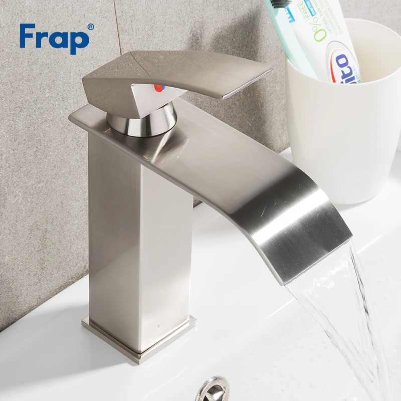 

Frap New Brushed Nickel Basin Faucet Swivel Rotating Spout Bathroom Kitchen Mixer Tap Deck Mounted Square Hot Cold Water Y10137