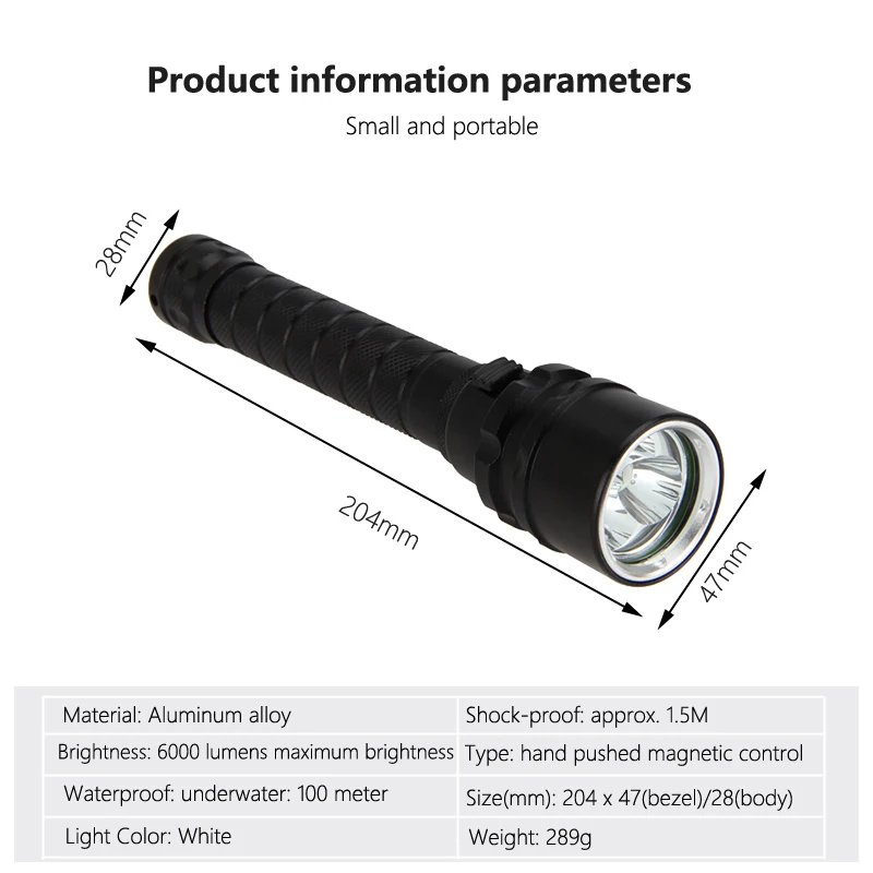 Подводный 100 м фонарик для дайвинга 8000лм XM-L 3T6 светодиодный фонарик для дайвинга Lanterna только лампа без аккумулятора