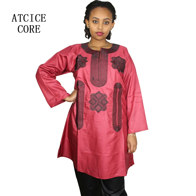 Африканский Базен вышивка дизайн платья Топ с брюками