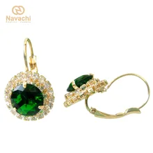 Navachi круглые синтез зеленый фианит Кристалл желтый обруч серьги SMT2672