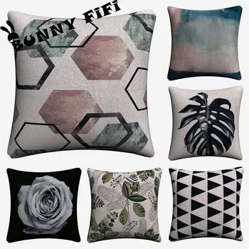 

Scandinavian Flowers Geometric 45x45cm Cotton Linen Sofa Seat Car Pillow Cover For Sofa Bed Cushion Cover Home Decor Almofada