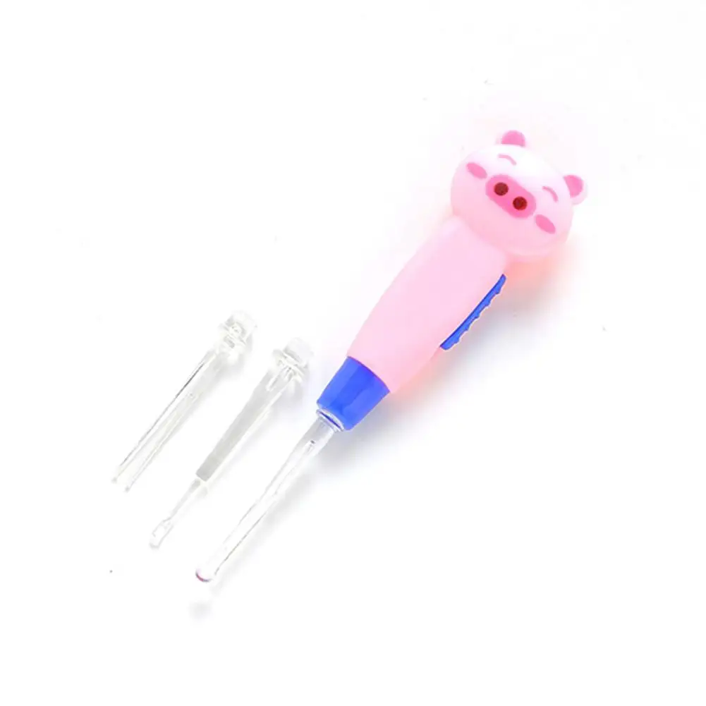 Kidlove Bay Cartoon Figure Detachable Illuminate Ear Cleaning Tool Ear-pick Earwax Remover Cleaning Ear Care Tool - Цвет: Pink pig