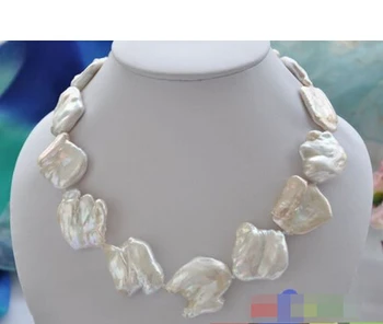

A P3670 HUGE 18" 35mm WHITE BAROQUE KESHI REBORN PEARL NECKLACE