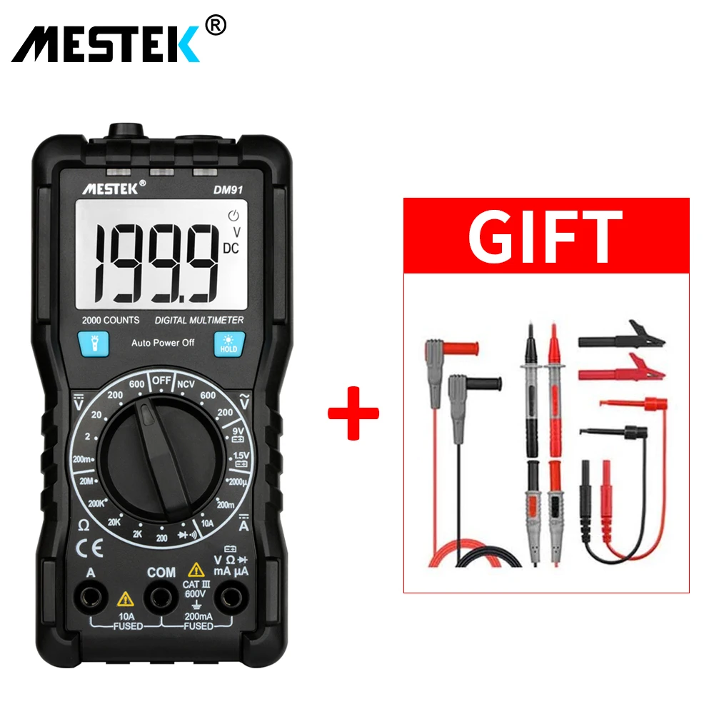 

MESTEK DM91 mini multimeter digital multimeter 2000 counts professional probe tester meter multimeters multi meter multit