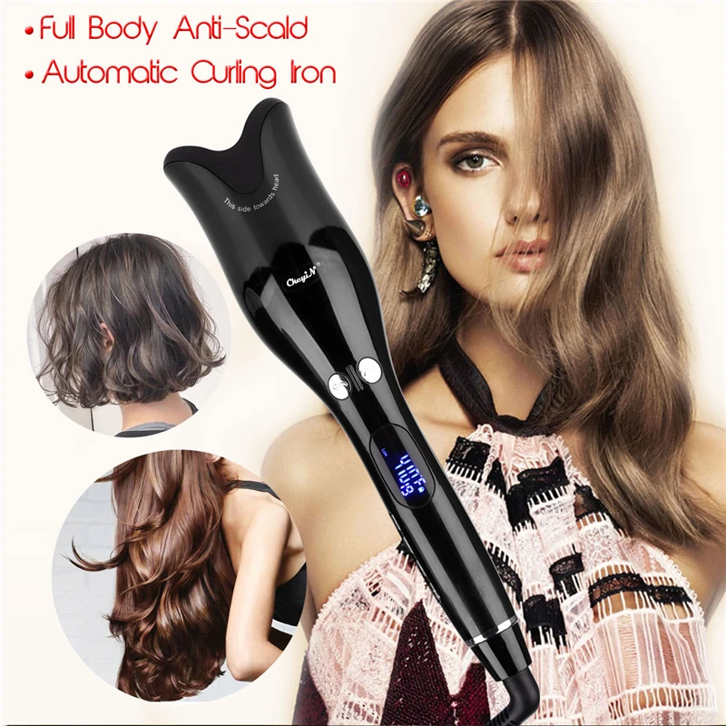 

CkeyiN Automatic Curling Iron Instant Spin Hair Curler Ceramic Curl Spiral Machine with LED Display for Wet and Dry Hair