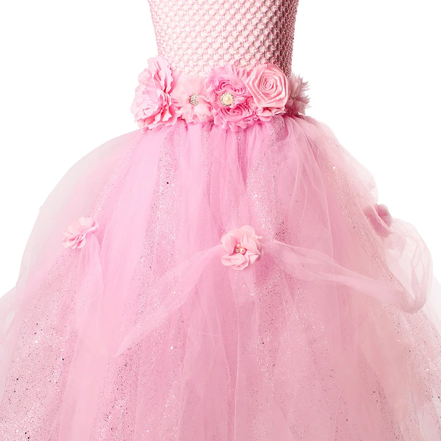 Stunning Shade of Pink Princess Girls Dress Kids Tutu Gown with Rhinestone for Weddings Photo Shoots Girl Tulle Flower Dress (8)