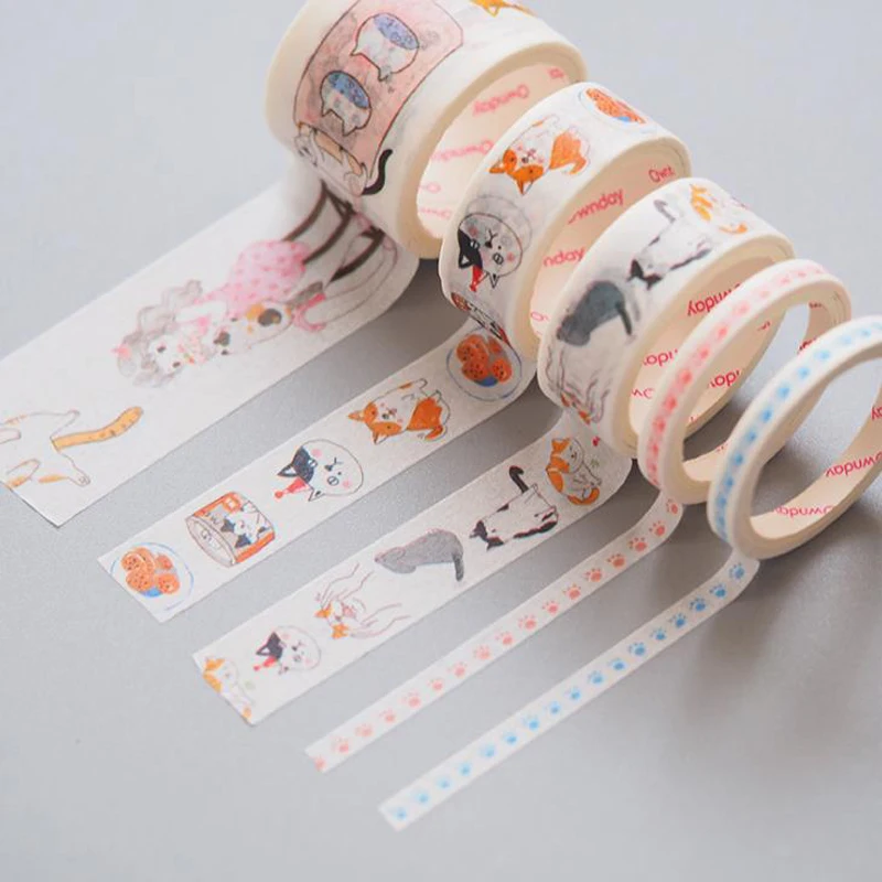 

5 Pcs/pack Cartoon Animal Pet Cat Paws Paper Washi Tape Set Scrapbooking Album Diary Masking Tapes Stationery Label Stickers