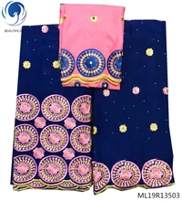 BEAUTIFICAL african blue lace fabric swiss voile laces in switzerland nigerian lace fabric 2019 quality lace 7yards/set ML19R135