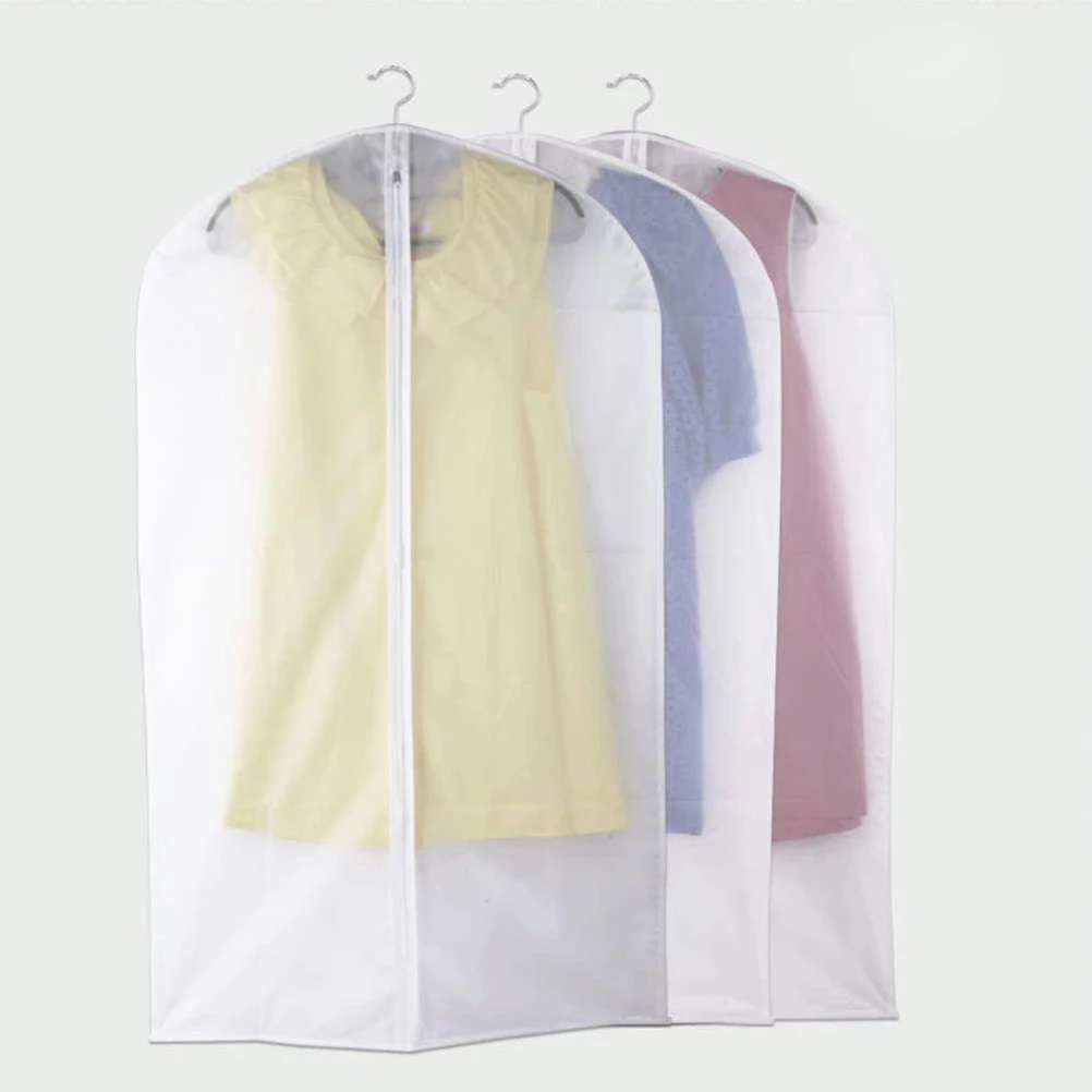 3pcs Zipped Suit Cover Transparent Dustproof PEVA Clothes Garment Storage Cover Bagin Clothing