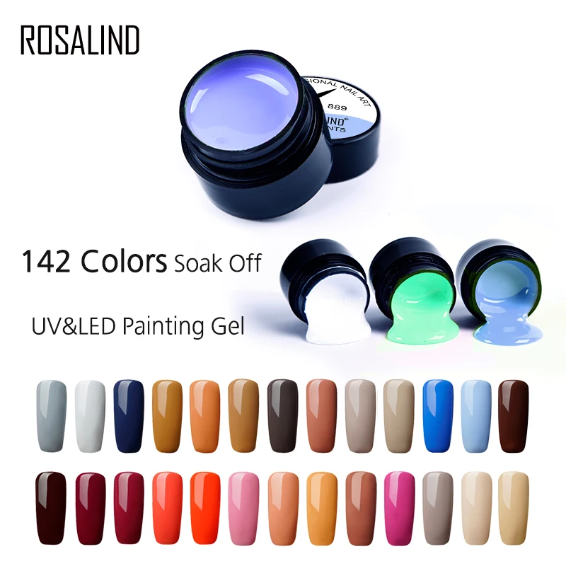 

ROSALIND 5ML Painting Gel Varnish 142 Colors Gel Nail Polish Set For Manicure DIY Top Base Coat Hybird Design Of Nail Art Primer