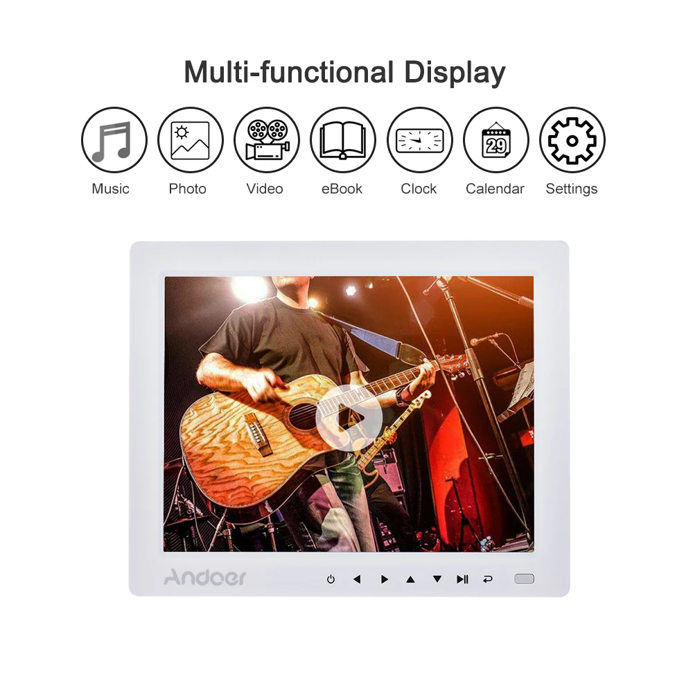 Andoer 1" HD цифровые фоторамки Дисплей альбома 1080 P MP4 MP3 Электронная книга часы календарь поддержка автоматического воспроизведения с пультом дистанционного управления