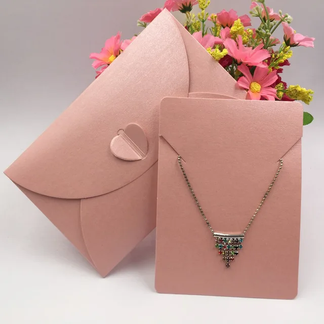12pcs 10x15cm Paper Jewelry Set Packaging Envelope&Necklace Cards For