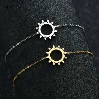 

Eleple Stainless Steel Bracelets for Women Hollow Sun Fine Bangle Simple Creative Fashion Lady Jewelry Manufacturer S-B328