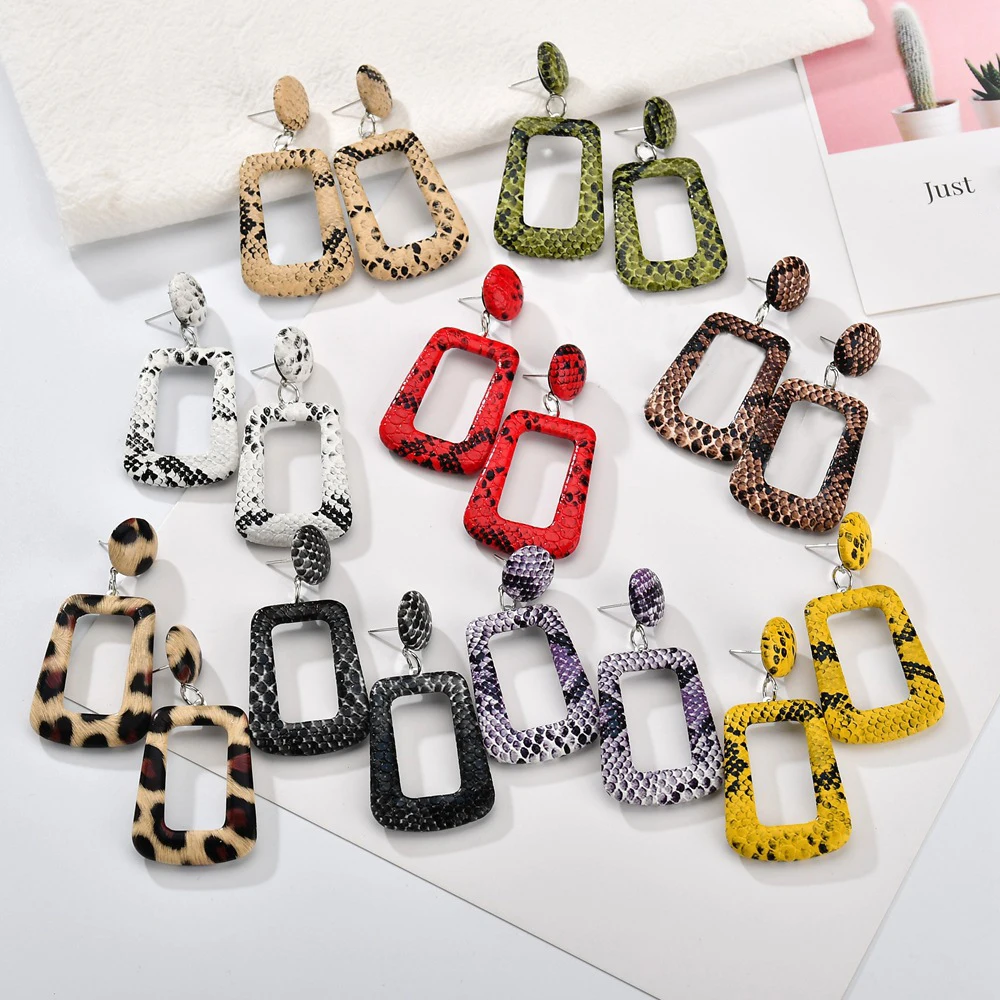 

2019 New Oversize Geometric Drop Earrings for Women Punk Vintage Big Statement Earrings Snake Skin Party Jewelry Oorbellen