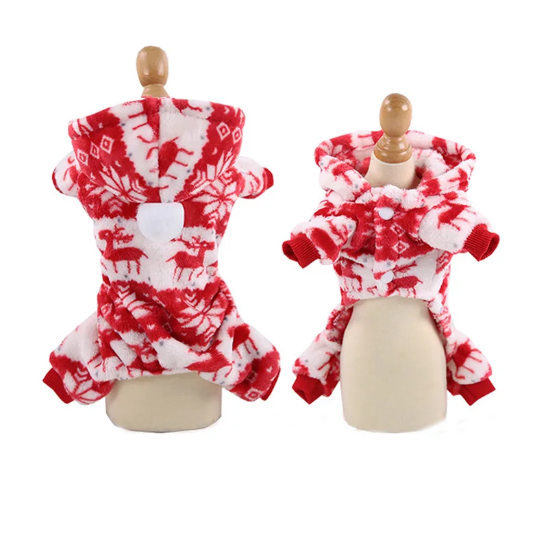 Red Deer Pawstrip XS-2XL мягкий, флисовый, для собаки спортивный костюм зимняя одежда с принтом в виде собак маленькая собака щенок пальто костюм для животных теплая толстовка с капюшоном для собаки, Костюмы для йоркширского терьера - Цвет: Red Deer