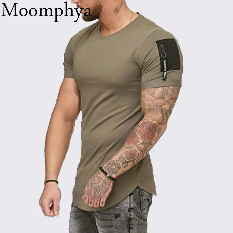 Moomphya hombro streetwear hip hop de verano de los hombres t camisa larga curva hem Camiseta slim camiseta divertida para hombre Moomphya hombro streetwear hip hop de verano de los hombres t camisa larga curva hem Camiseta slim camiseta divertida para hombre
