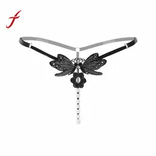 Feitong, модные сексуальные женские вышитые стринги с бабочками, v-образные трусики, регулируемое нижнее белье с открытой промежностью, Culotte Femme Bragas