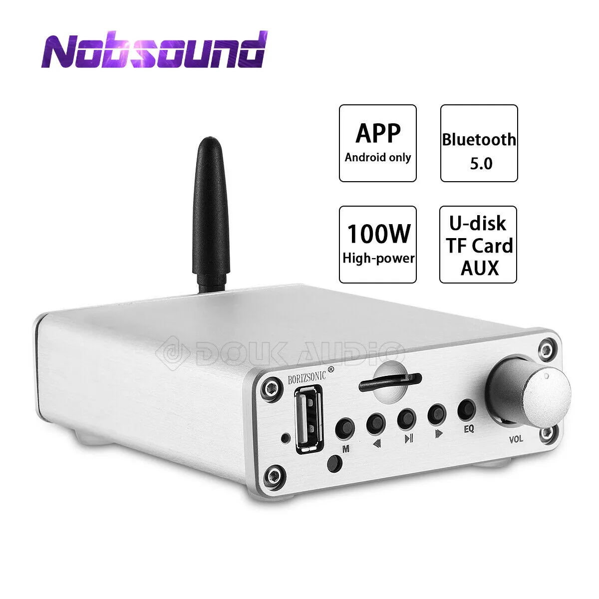 Nobsound мини HiFi TPA3116 Цифровой Bluetooth 5,0 усилитель мощности u-диск/TF/AUX/FM с музыкальным плеером APP