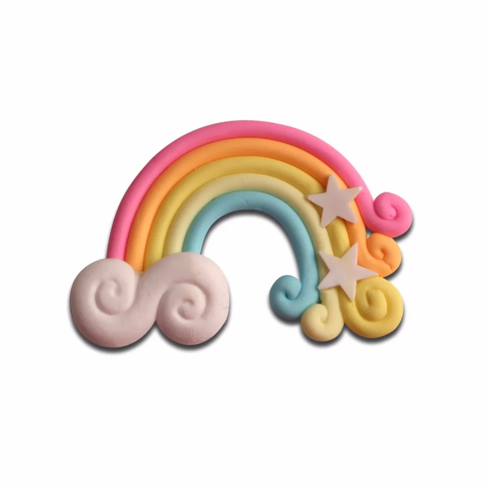 

LF 12Pcs Clay Pink Rainbow Decoration Crafts Flatback Cabochon Embellishments For Scrapbooking Diy Kawaii Accessories