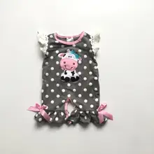 Новинка; летняя детская одежда для маленьких девочек; комбинезон; серый комбинезон в горошек с бантом; хлопковый бутик детской одежды Ползунки с оборками