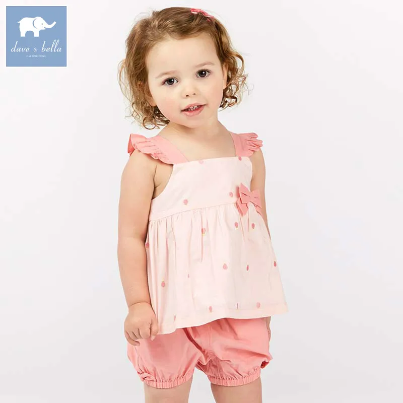 

Dave bella toddler girls summer print clothing children high quality clothes baby lovely suit kids clothing sets DBM7433