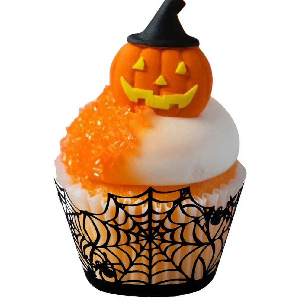 

12Pcs Halloween Cake Cups Hot Selling Cut Christmas, Birthday, Wedding Cake Decorating Tools Paper Muffin Cupcake Baking Cups 60