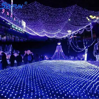 

Christmas Lights 3x2M Net Mesh String Lights Outdoor 220V EU Plug Fairy Lights Window Curtain Garland Holiday Wedding Decoration