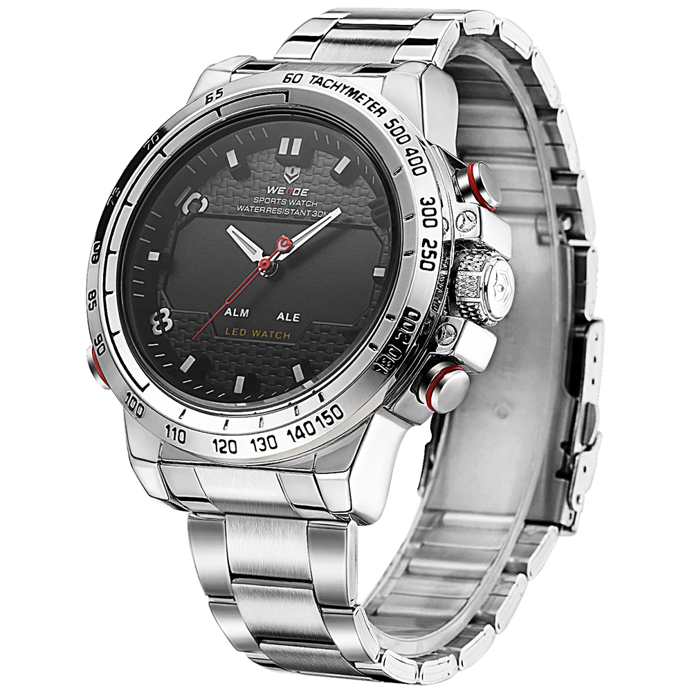 

2017 Fashion Sport Watch Multifunctional Quartz LCD Digital leather Movement Waterproofed Watch Men Luxury Brand Wristwatches