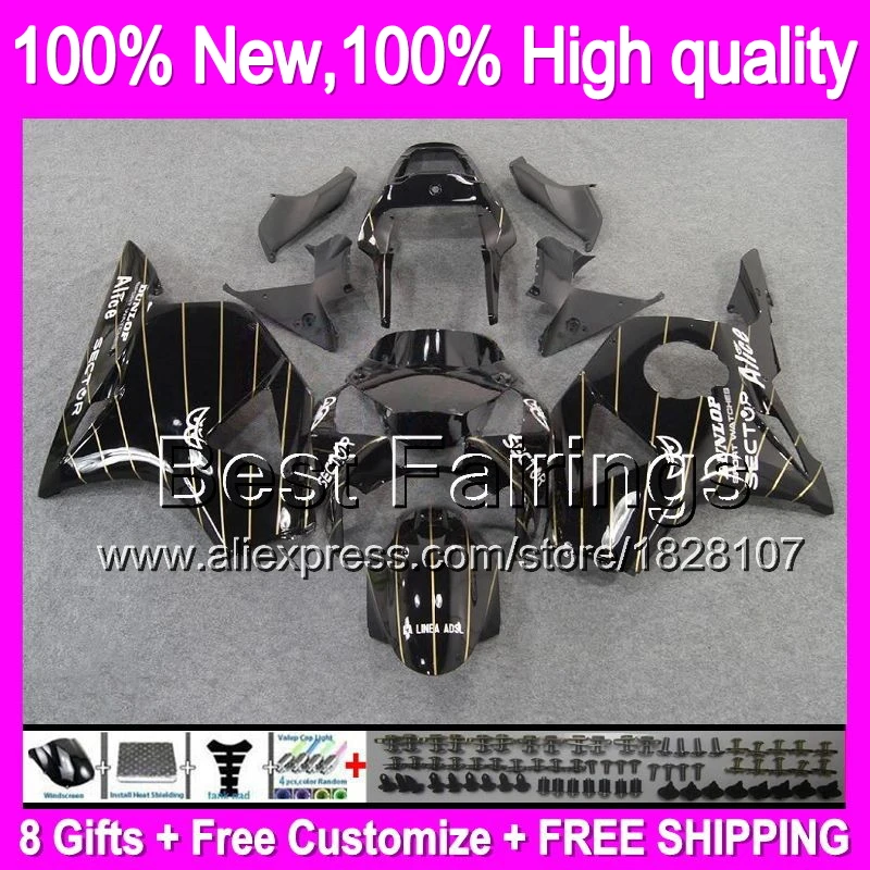 Обтекатель Золотая линия для HONDA CBR954RR 02-03 CBR900RR 02 03 37B2 черного и золотого цвета CBR 954RR CBR954 RR 2002 2003 CBR 954 RR+ наклейка