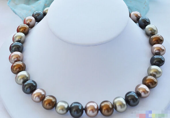 

Wholesale FREE SHIPPING >>> P3895 17" 13x15mm egg coffee black SOUTH SEA SHELL PEARL NECKLACE