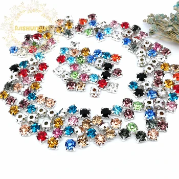 

3mm 4mm 5mm 6mm 7mm 8mm Mix color Diamond shape Glass Crystal rhinestones with silvery claw Diy wedding dress accessories