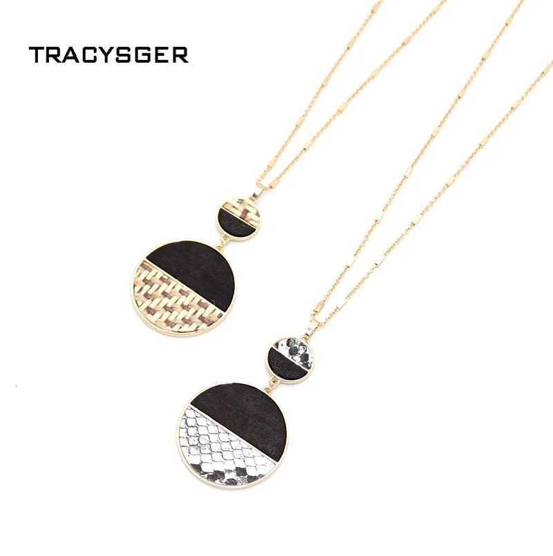 

AE-N84471 /TRACYSGER/snake print rattan necklace