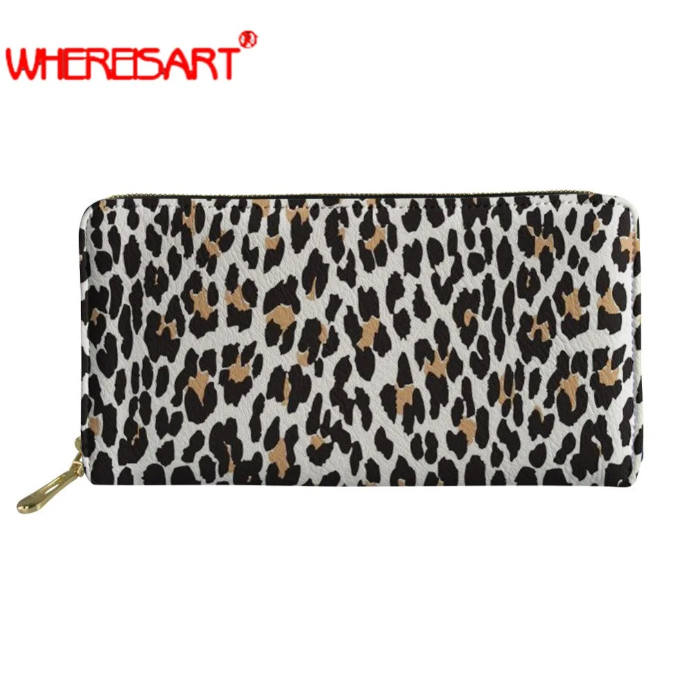 

WHEREISART leopard prints women's purse soft dompet wanita long wallet womens wallets and purses money bag wallet lady 2019