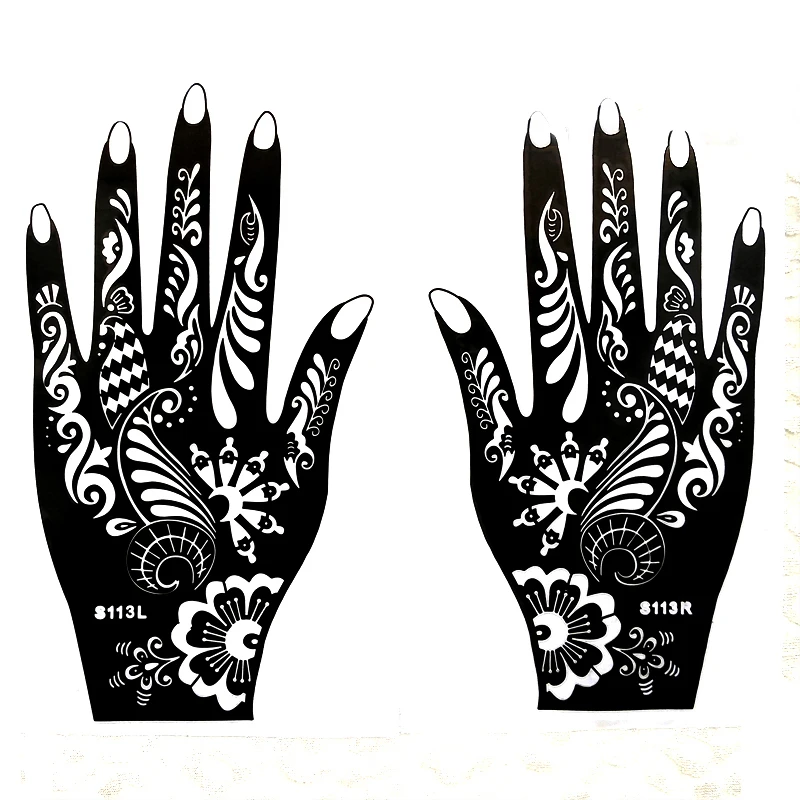 1 шт. большие трафареты для татуировок хной для ручной живописи, цветок Аэрограф Для блесток Mehndi индийская хна тату шаблоны трафарет 21*12 см