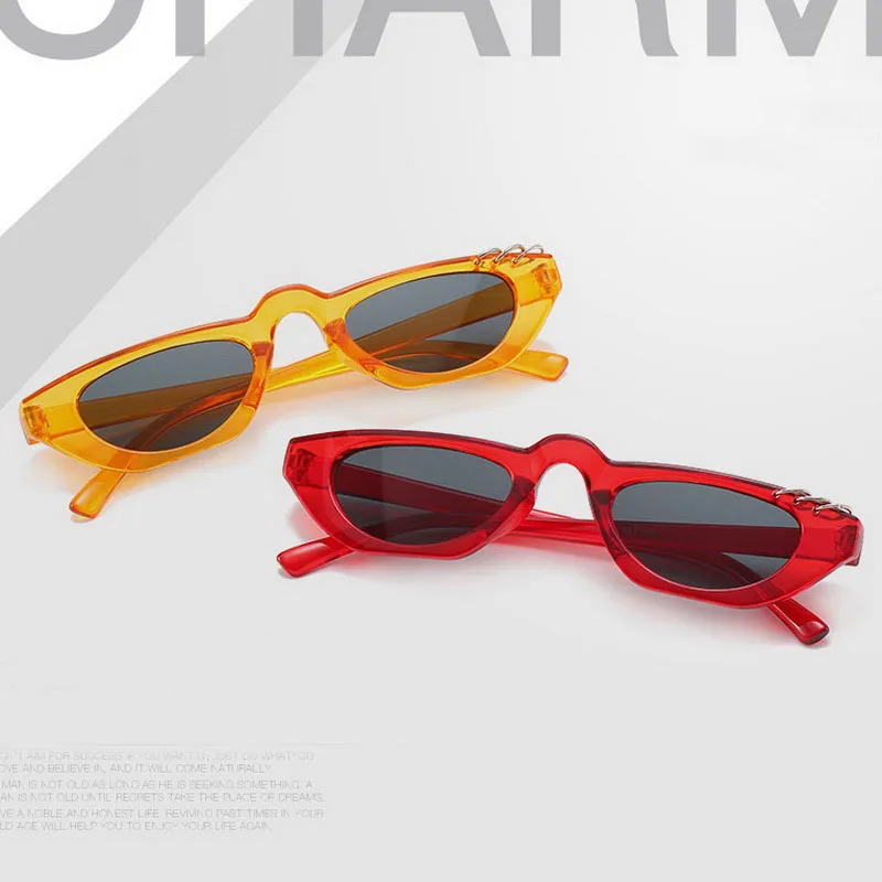 

Women and Men Luxury Brand Small Frame Sunglasses Punk Colorful Glasses Cat Eye Mirror gafas de sol mujer UV400