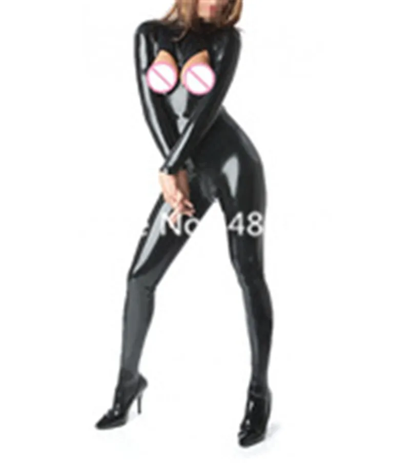 

Pure 100% Latex Rubber Catsuits with Open Chest Sexy Latex Bodysuit Full Body with Socks lingerie bodysuit Custom made