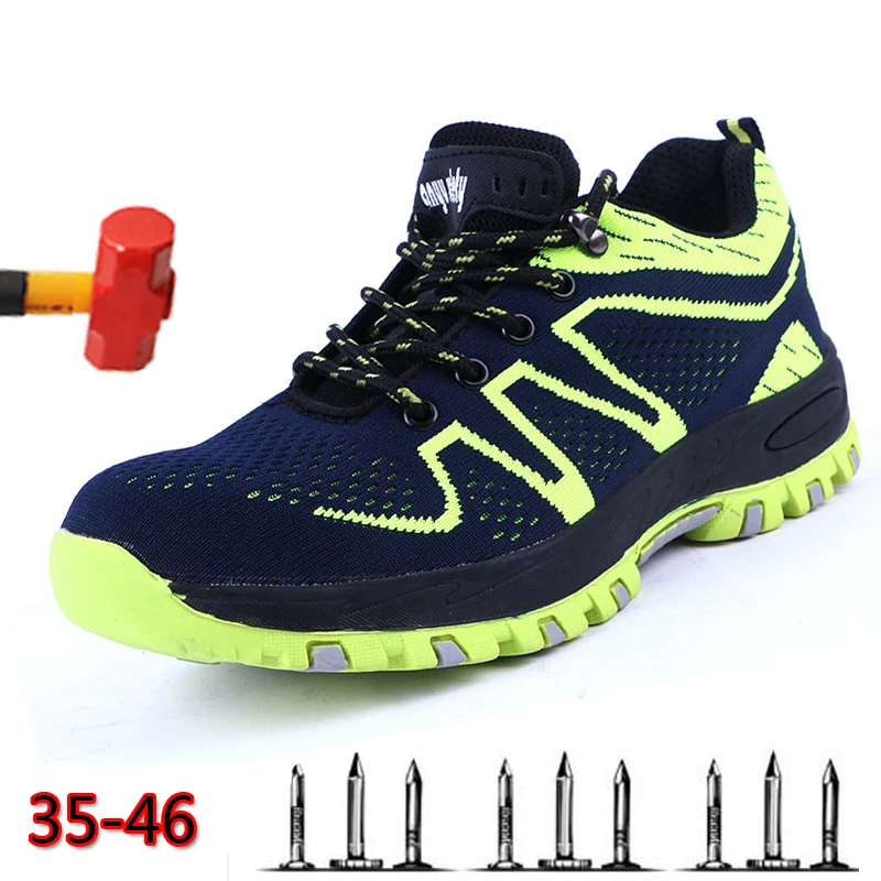 

Men spring summer light breathable deodorant safety work shoes Steel toe safety shoes cap protective shoes