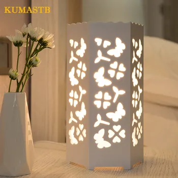 

Modern Remote Control Dimming Night Light for Hotel Creative Hollow Carved PVC Table Lamp Bedroom Bedside Light