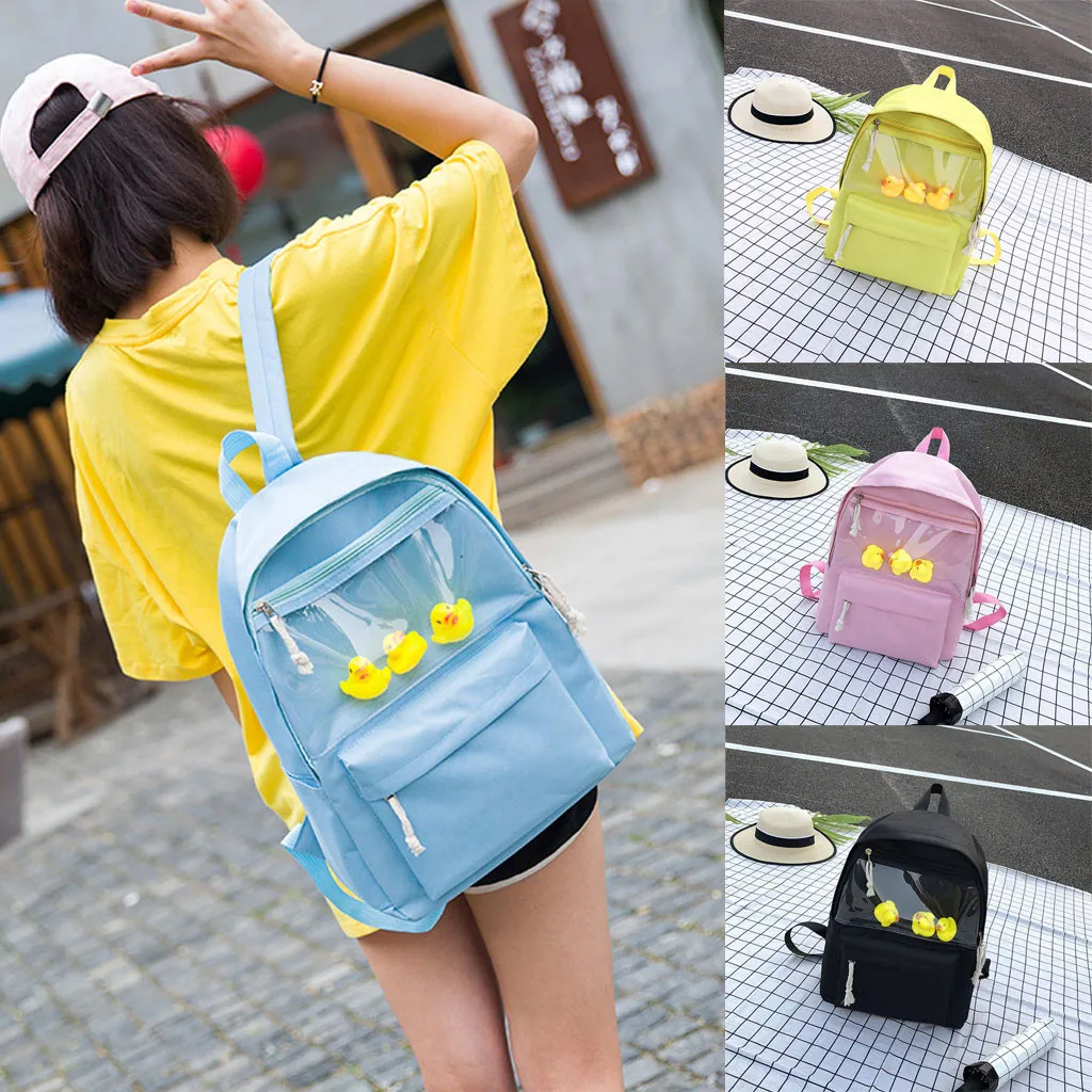 

Backpack backBag Ladies Fashion Lady Solid Color Transparent Zipper Versatile Shoulder Bag Student Bag crossbody bag