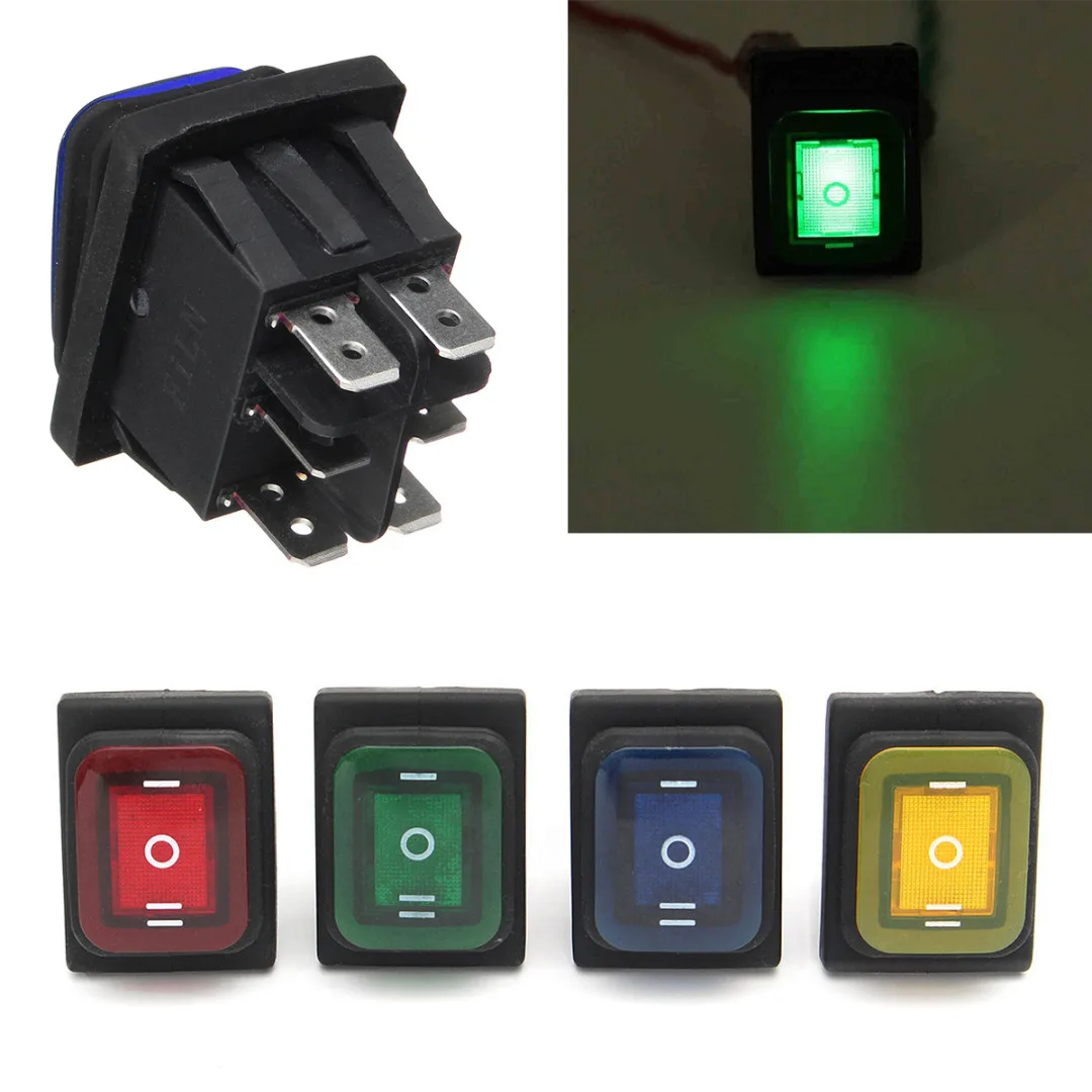 JX-LCLYL 1pc Car Boat On-Off-On 6 Pin 12V LED Light Rocker Toggle Switch Waterproof