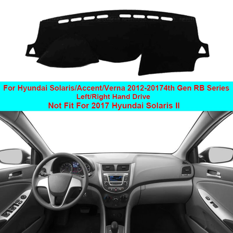 Car Inner Dashboard Cover Dash Mat Carpet Cape Cushion For Hyundai Solaris Accent Verna 2012- 4th Gen RB Series Car Styling